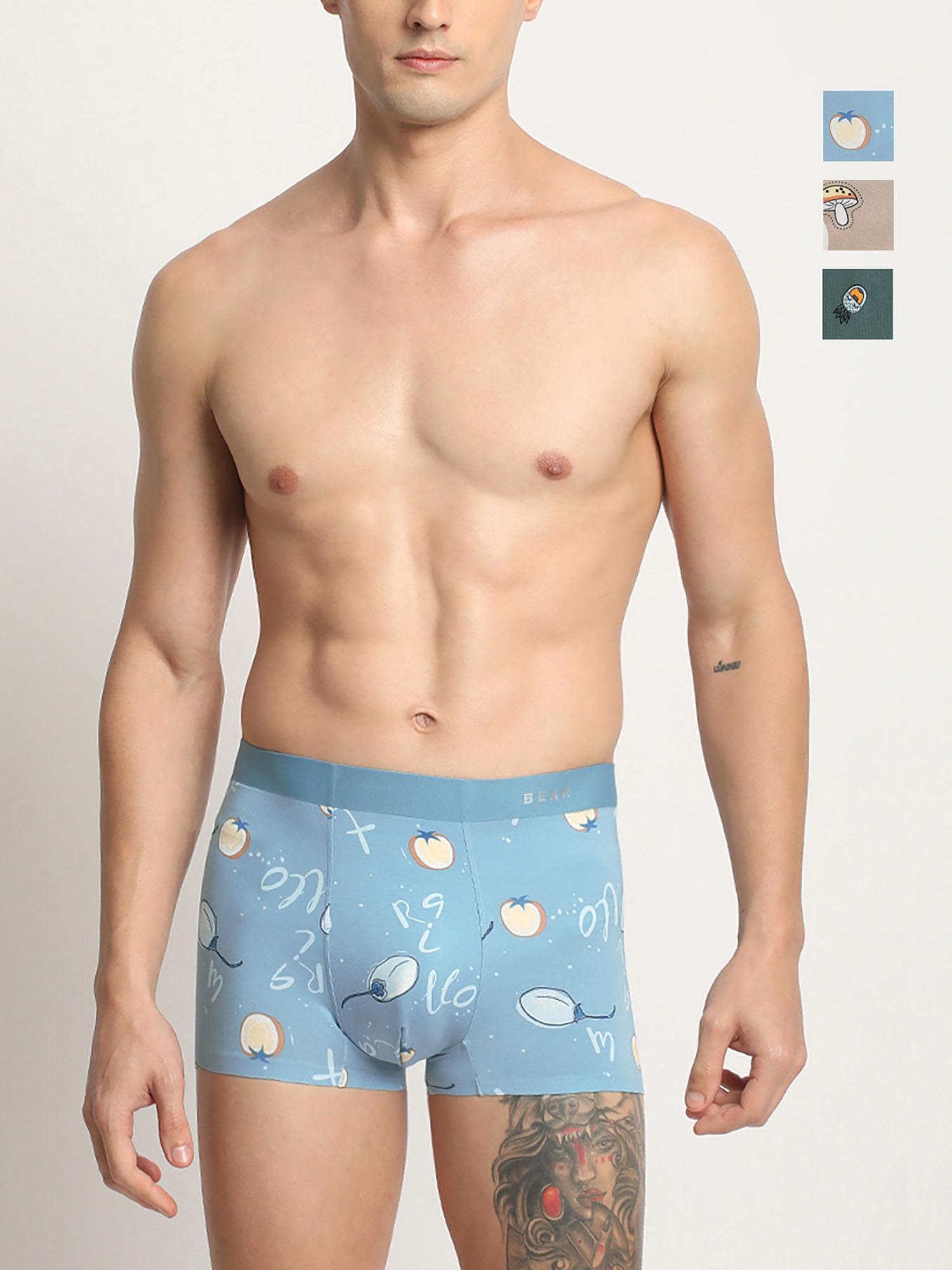 men multi-color cotton printed trunks (pack of 3)