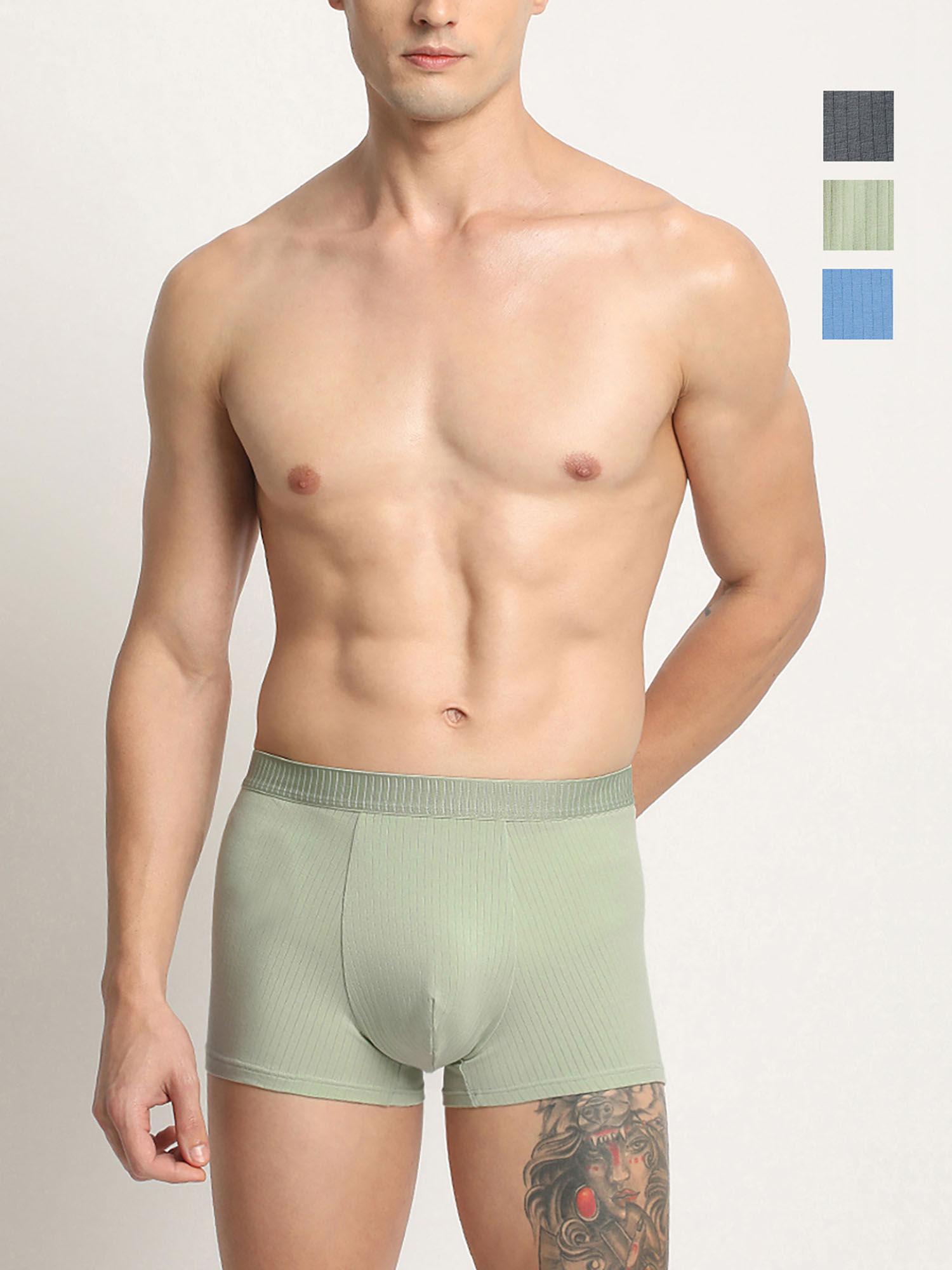 men multi-color cotton solid trunks (pack of 3)