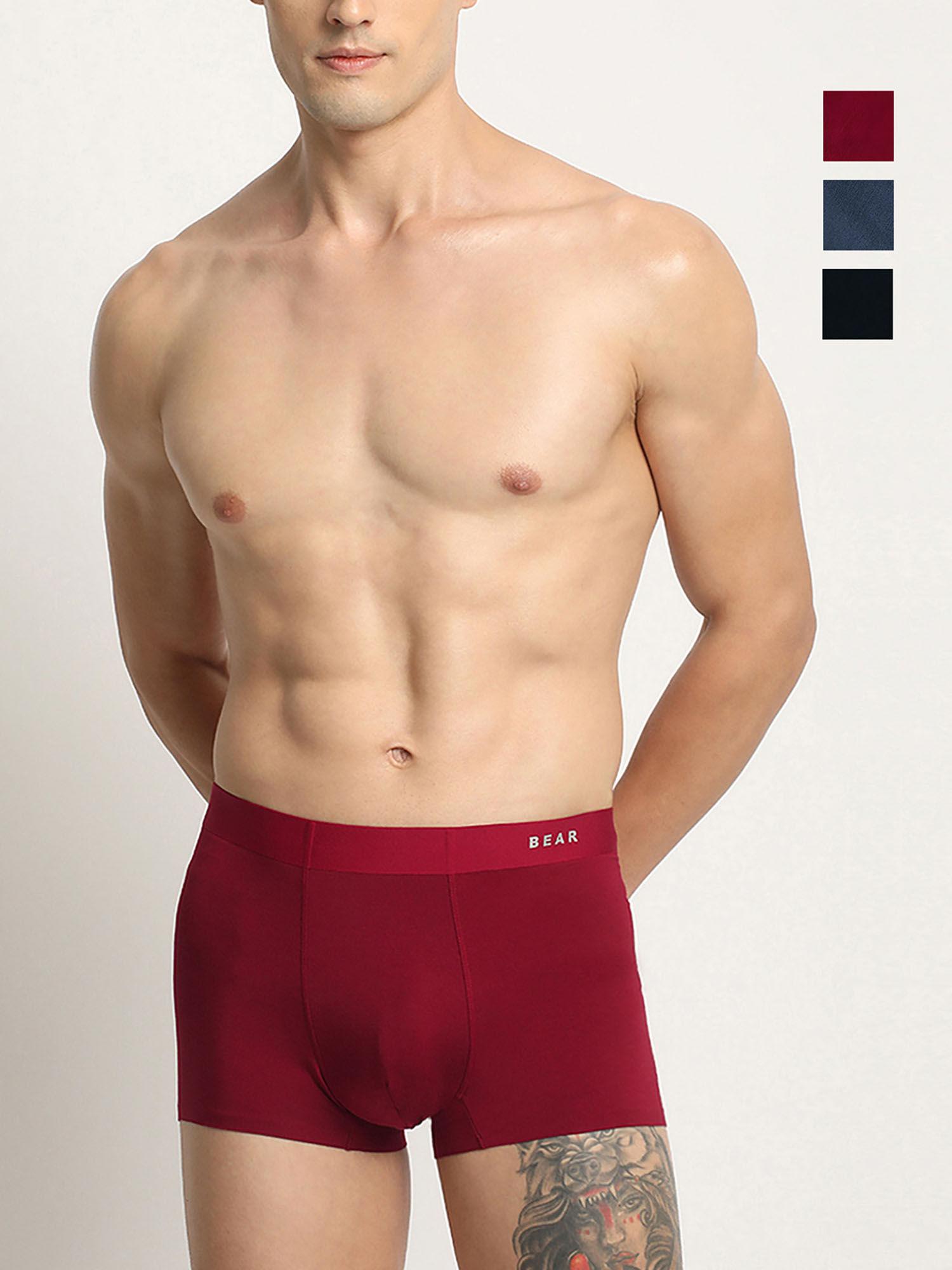 men multi-color cotton solid trunks (pack of 3)