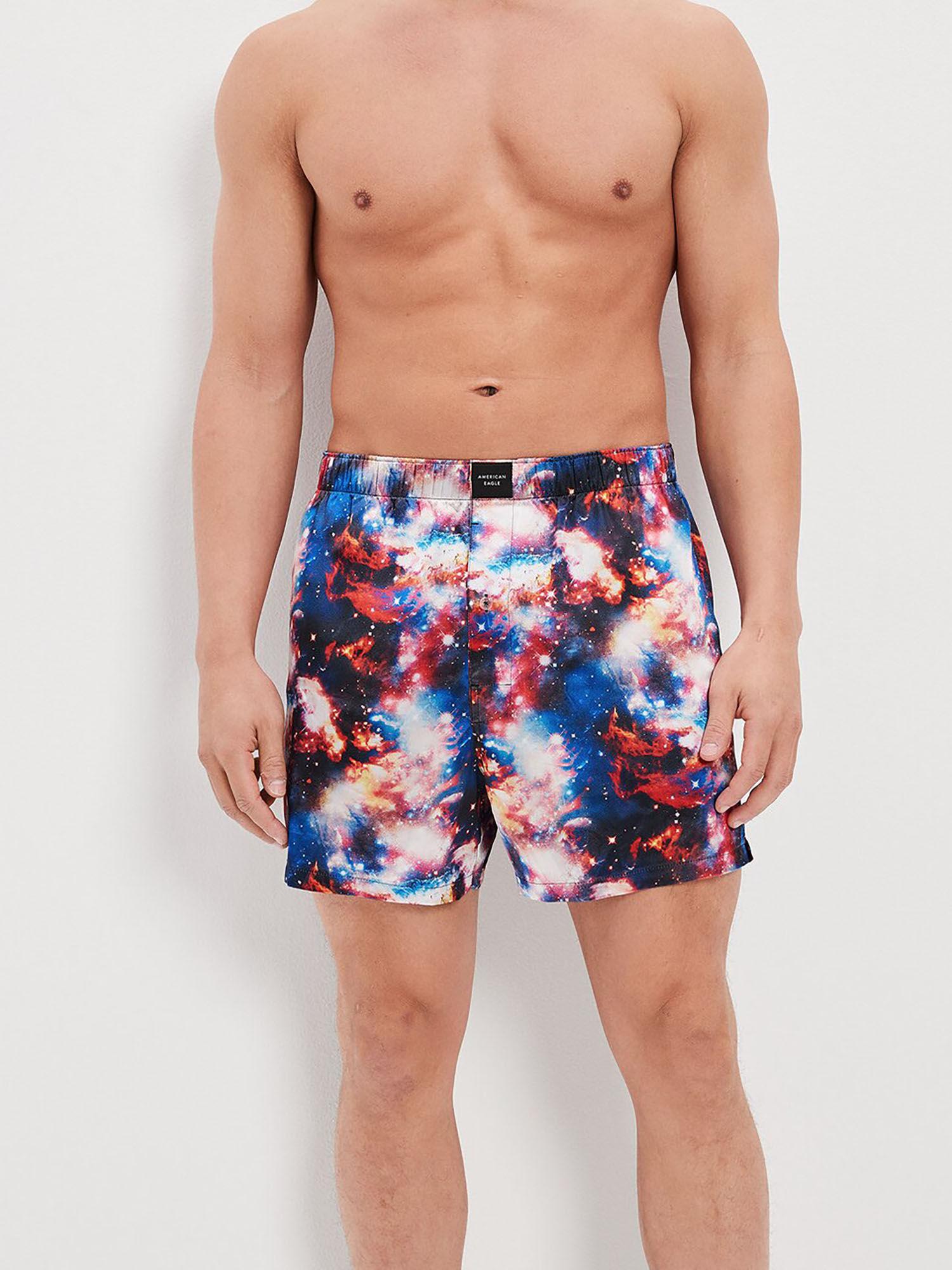 men multi color galaxy satin lounge boxer shorts