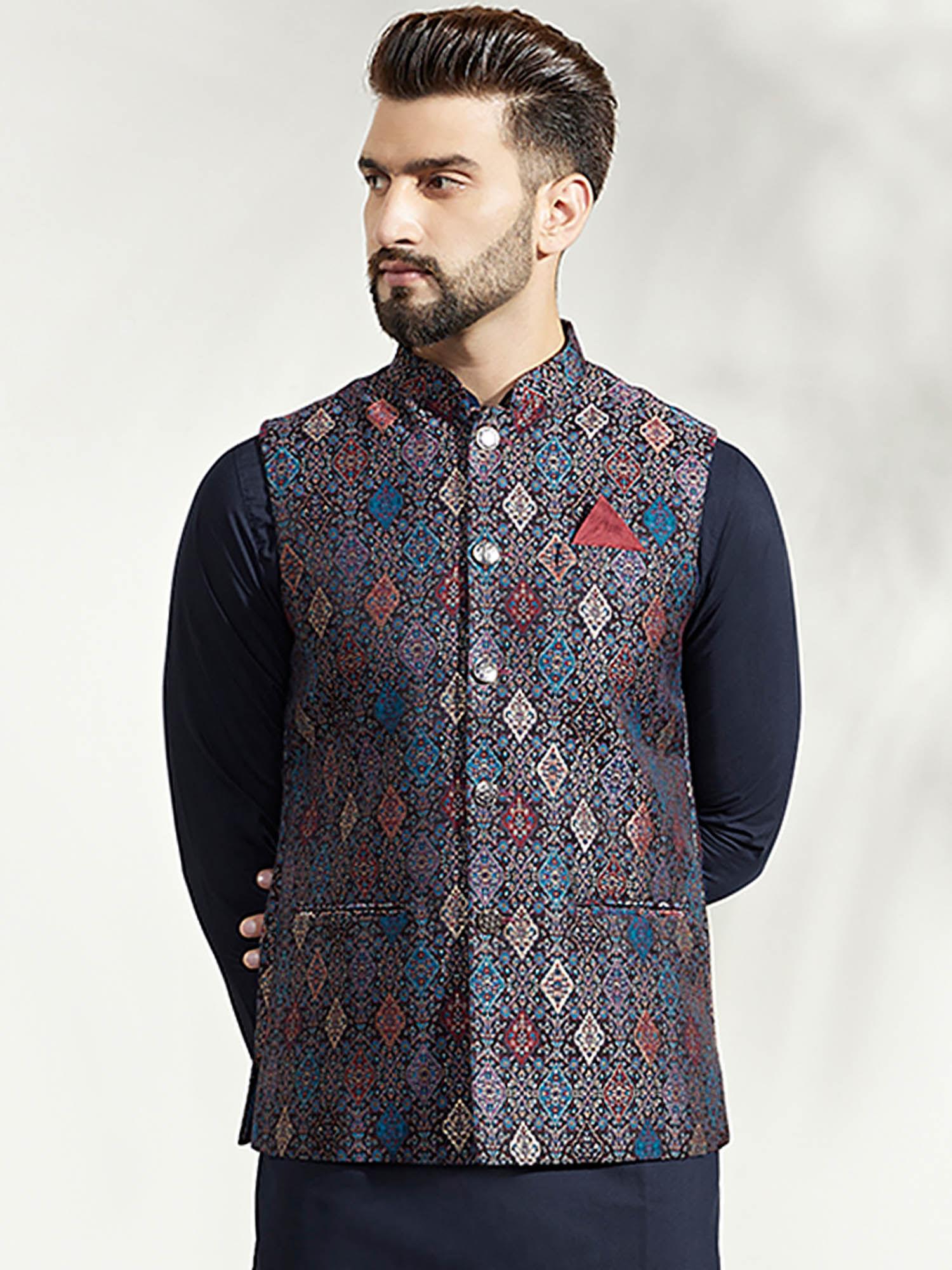 men multi-color nehru jacket