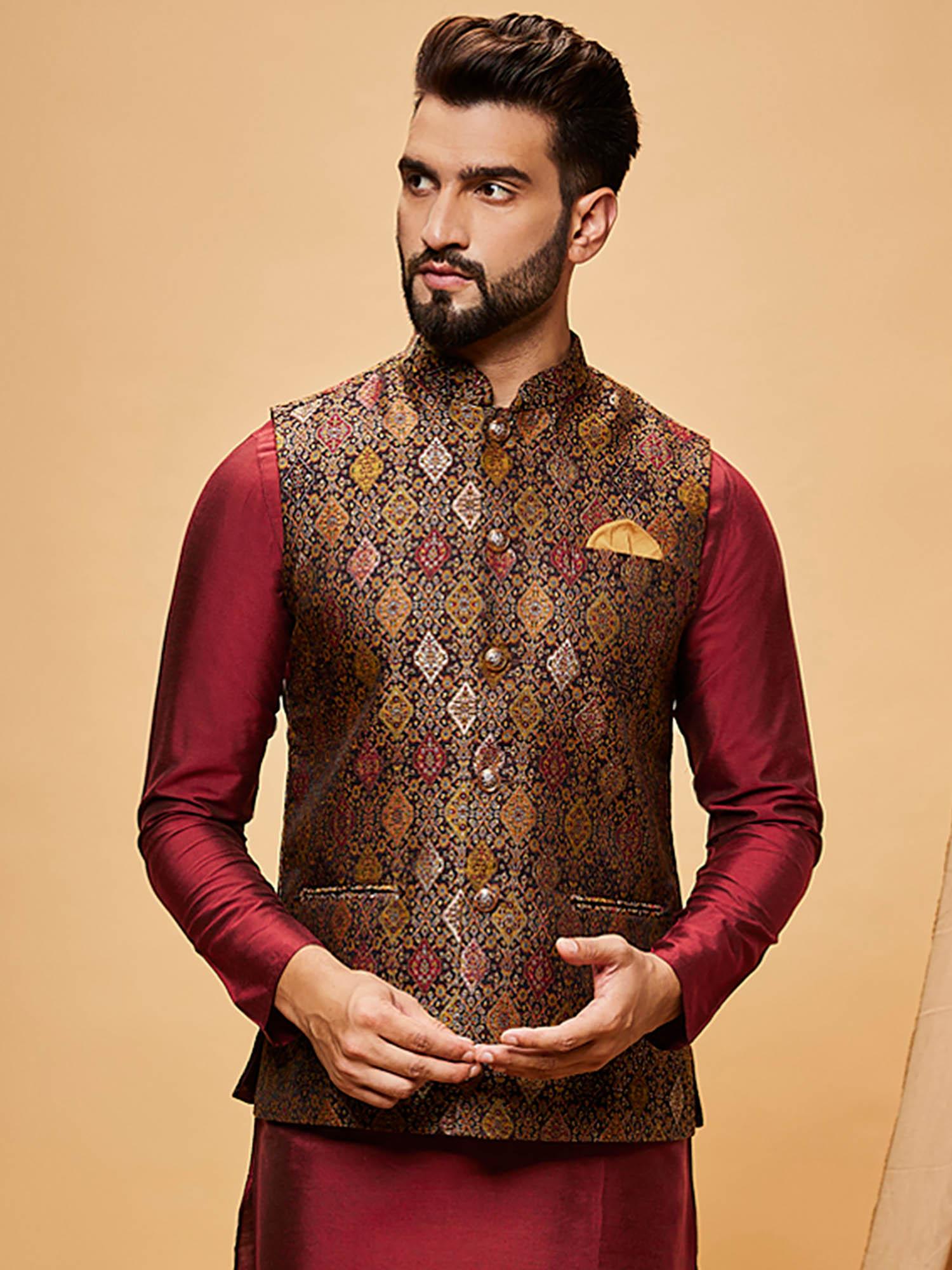 men multi-color nehru jacket