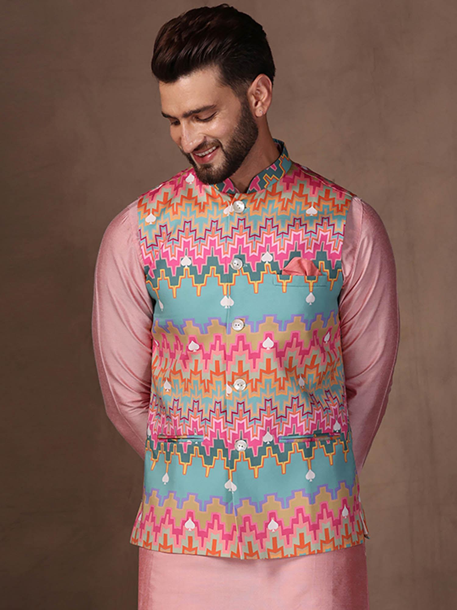 men multi-color nehru jacket