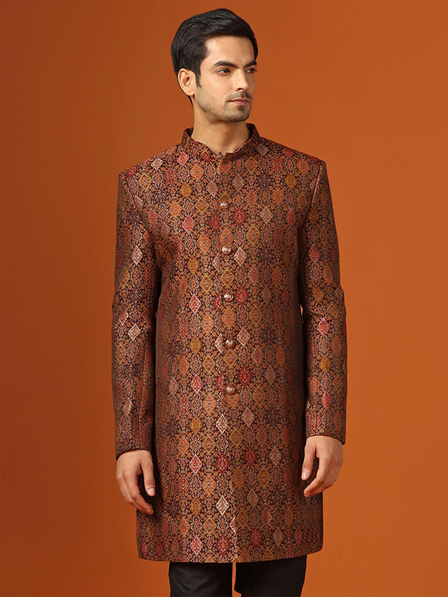 men multi-color sherwani front closure