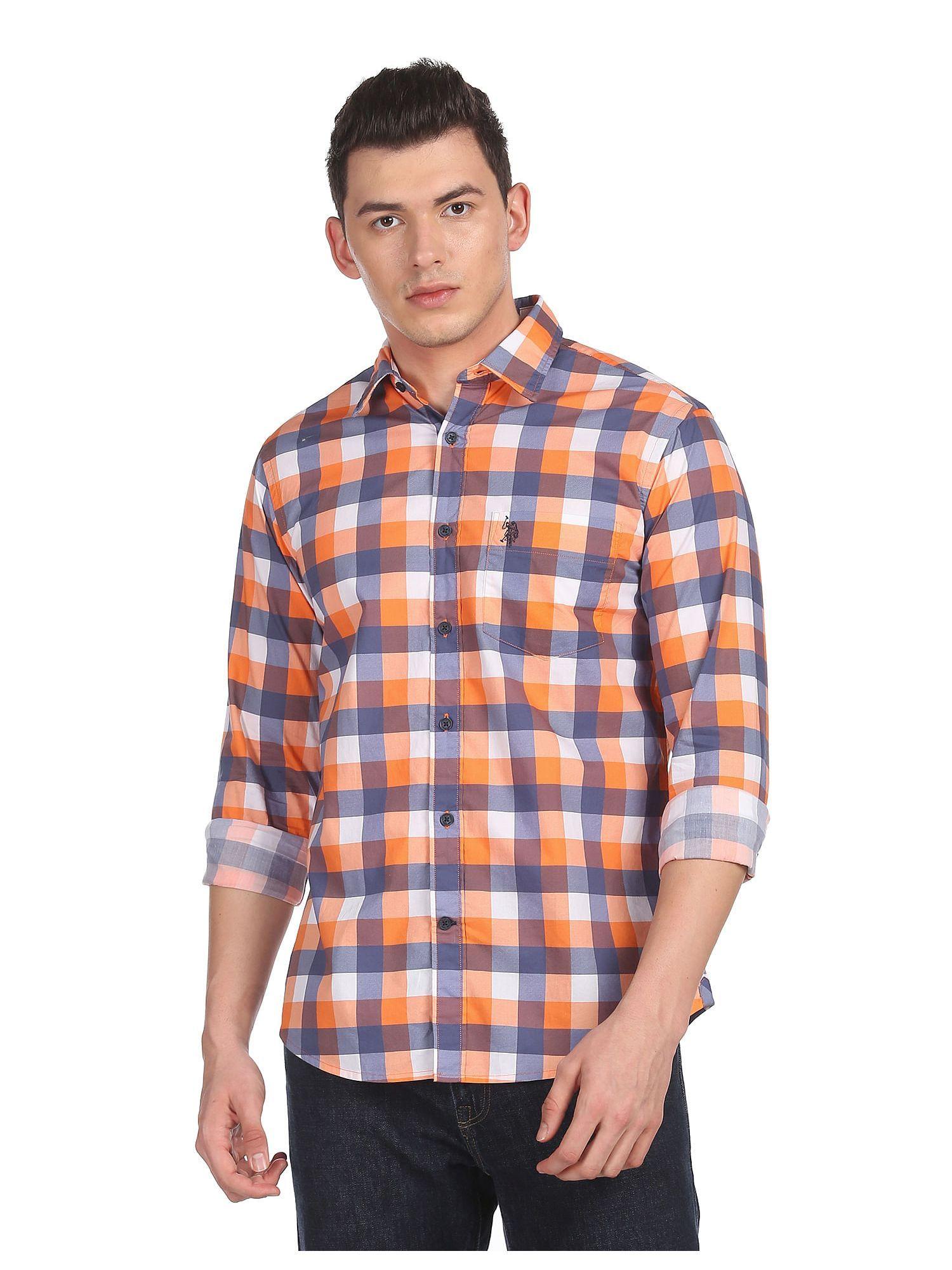 men multi colour cotton check casual shirt