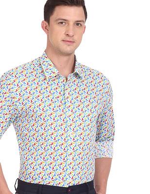 men multi colour spread collar printed shirt