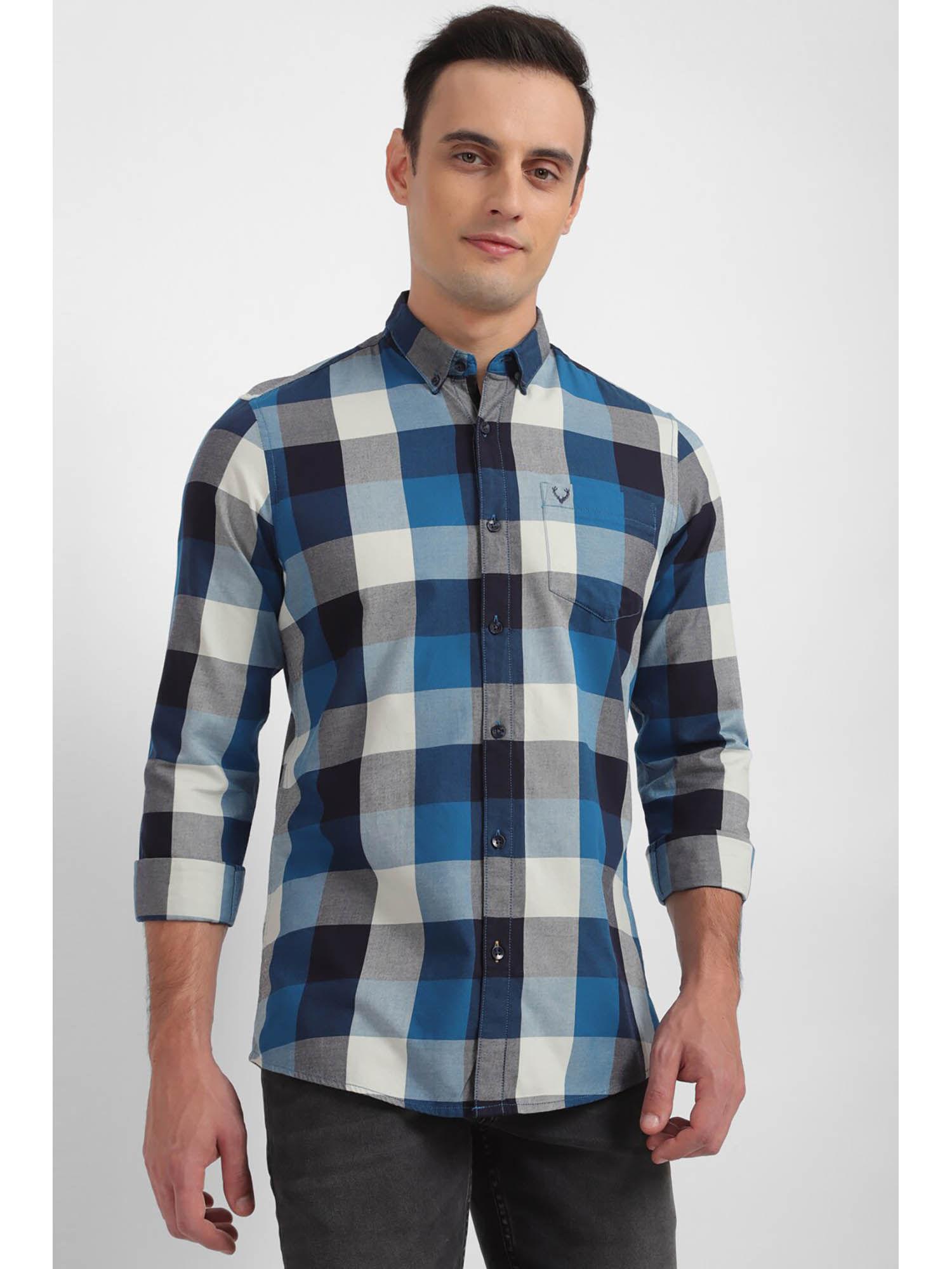 men multi custom fit check full sleeves casual shirt