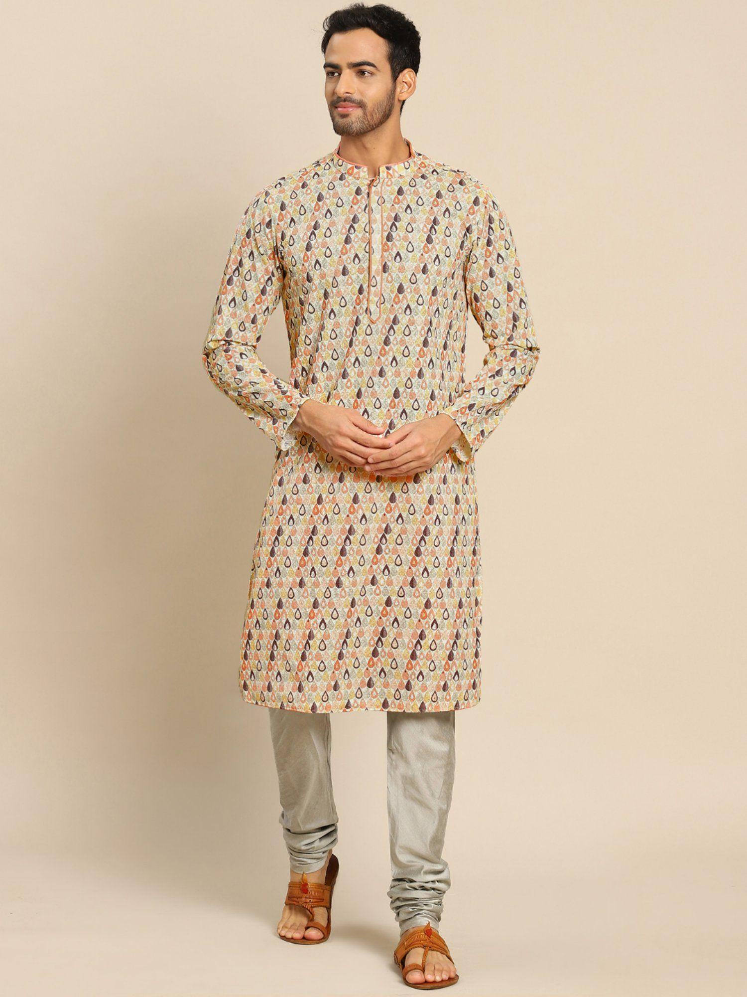 men multi kurta set (set of 2)