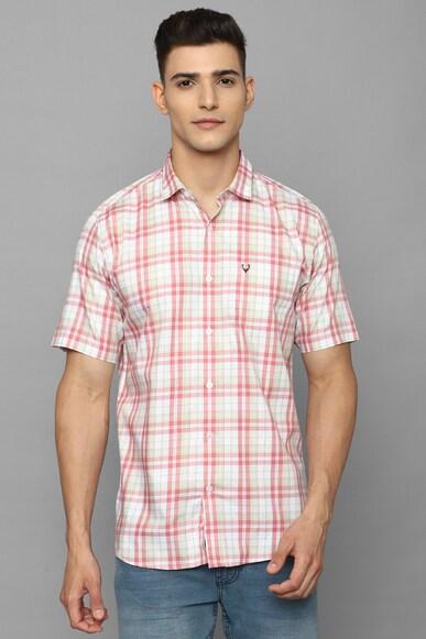 men multi slim fit check half sleeves casual shirts