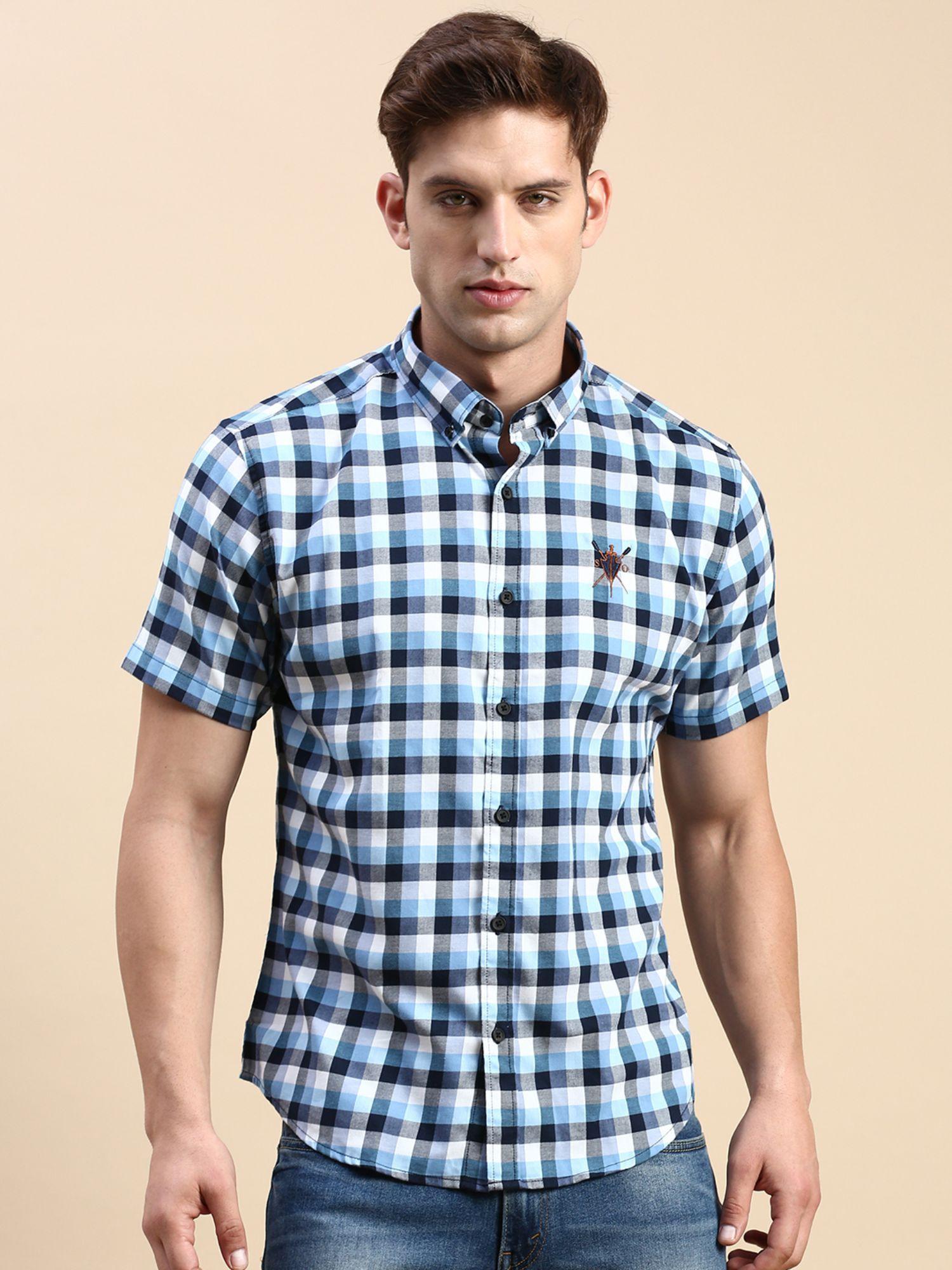 men multi slim fit checked shirt