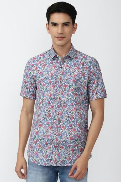 men multi slim fit print half sleeves casual shirt
