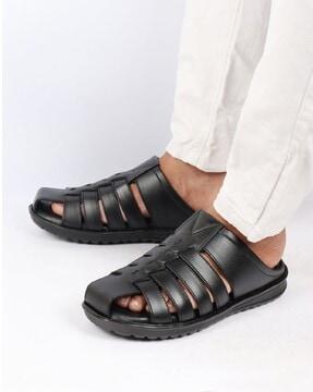 men multi strap slip-on sandals