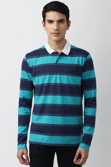 men multi stripe polo neck polo t-shirts