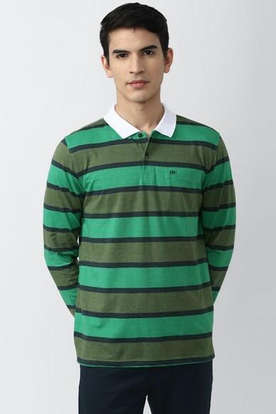 men multi stripe polo neck polo t-shirts