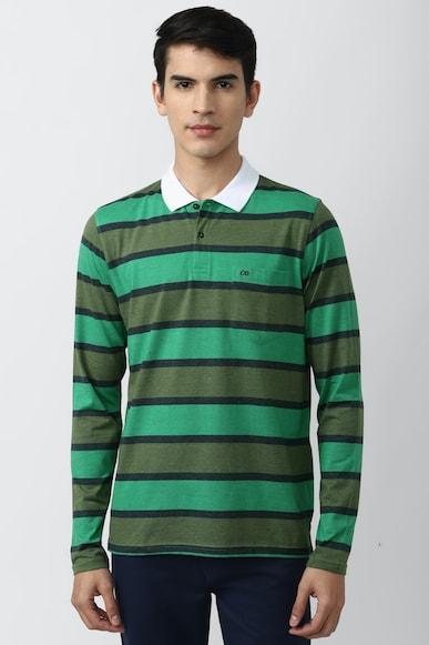 men multi stripe polo neck polo t-shirts