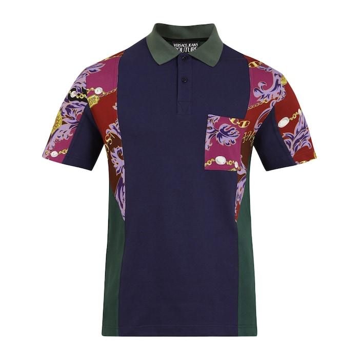 men multicoloured baroque panelled colourblock polo