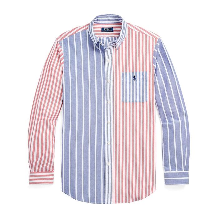 men multicoloured striped logo shirt