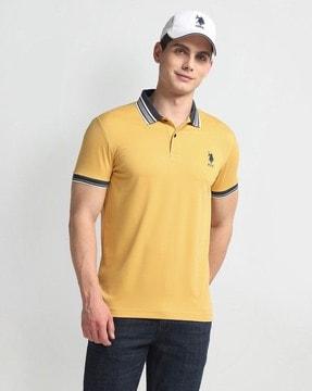 men muscle fit polo t-shirt with contrast collar