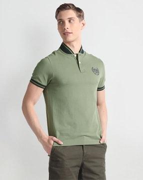 men muscle fit polo t-shirt with logo embroidery