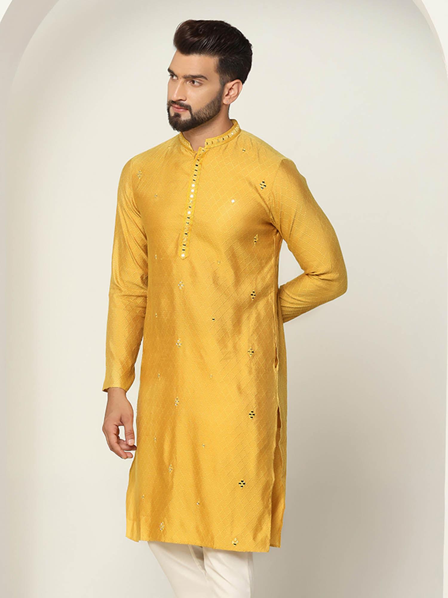 men mustard kurta