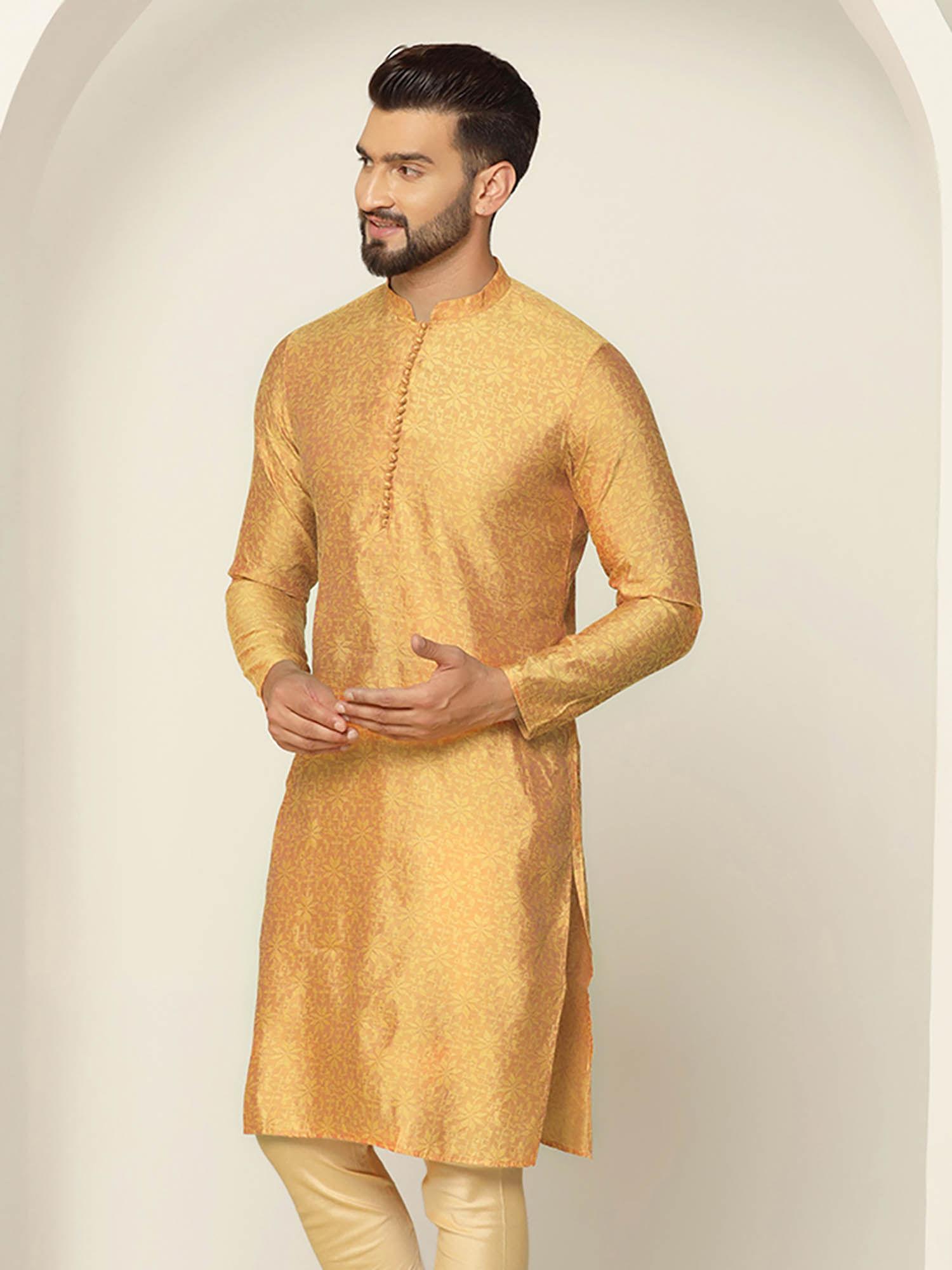 men mustard kurta