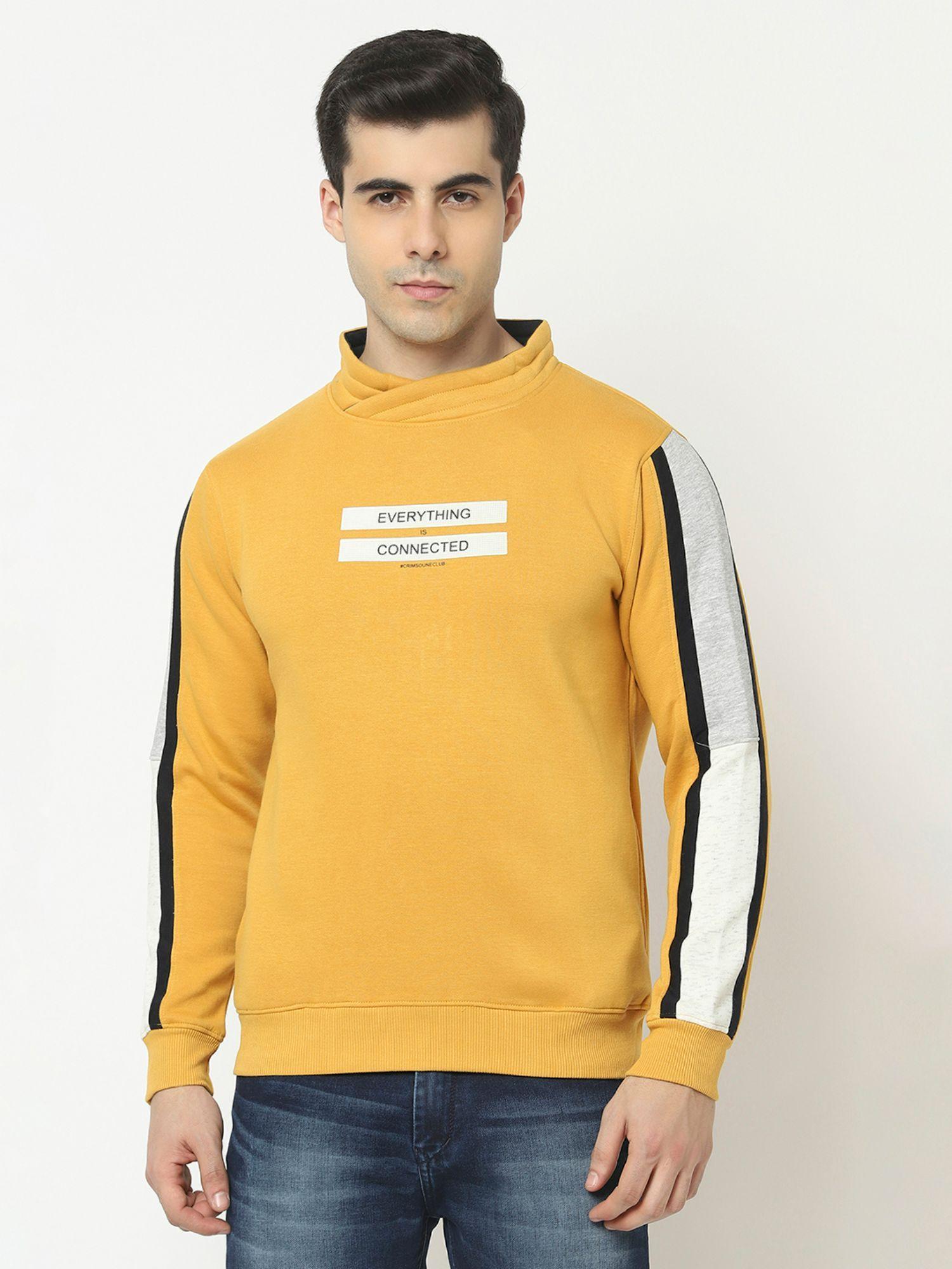 men mustard sweatshirt with print