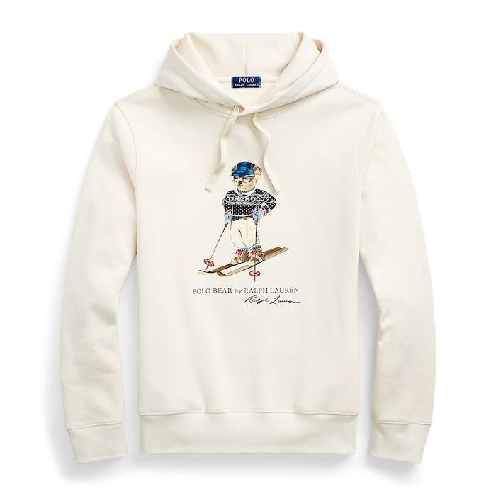 men natural polo bear fleece hoodie