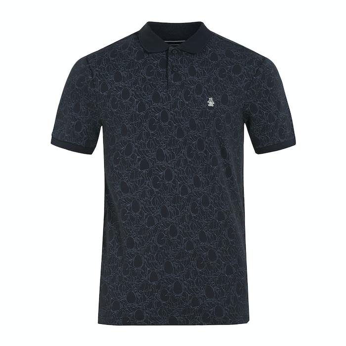 men navy all-over print logo polo