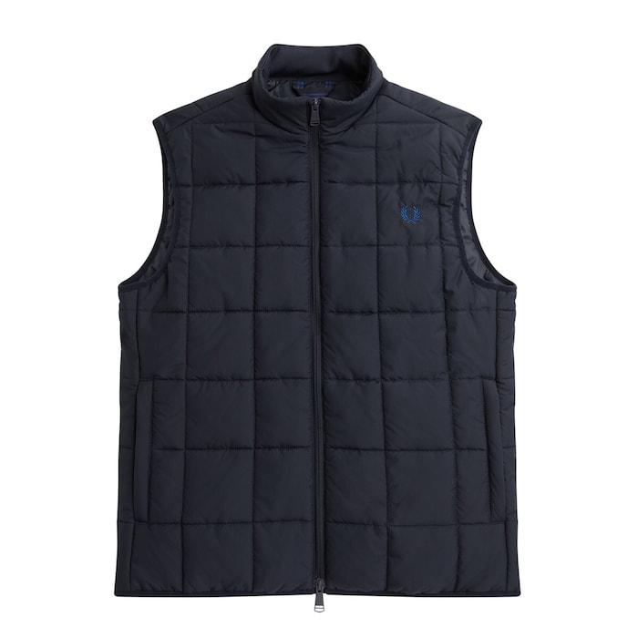 men navy all-over quilted chest logo gilet