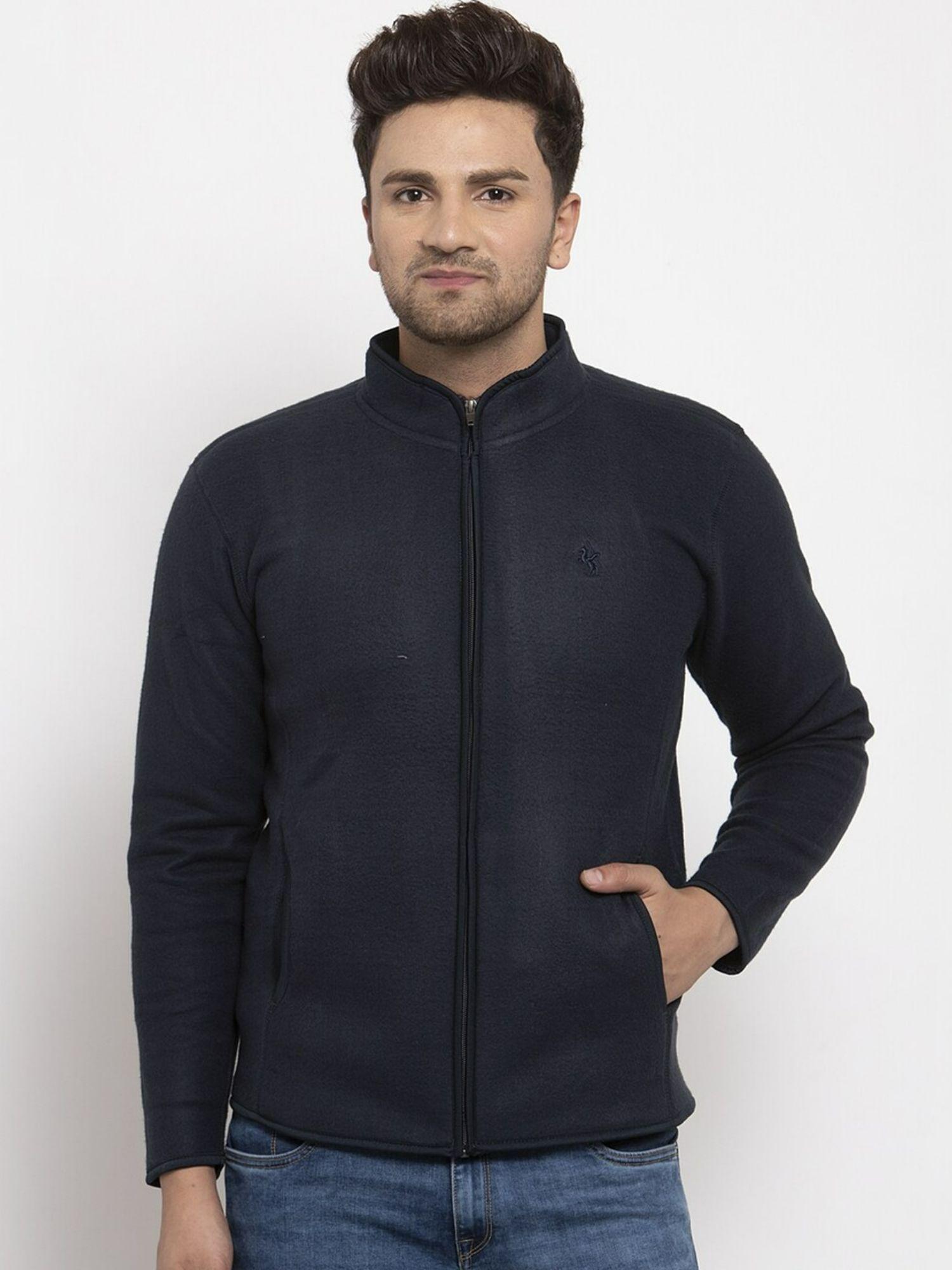 men navy blue casual sweatshirt