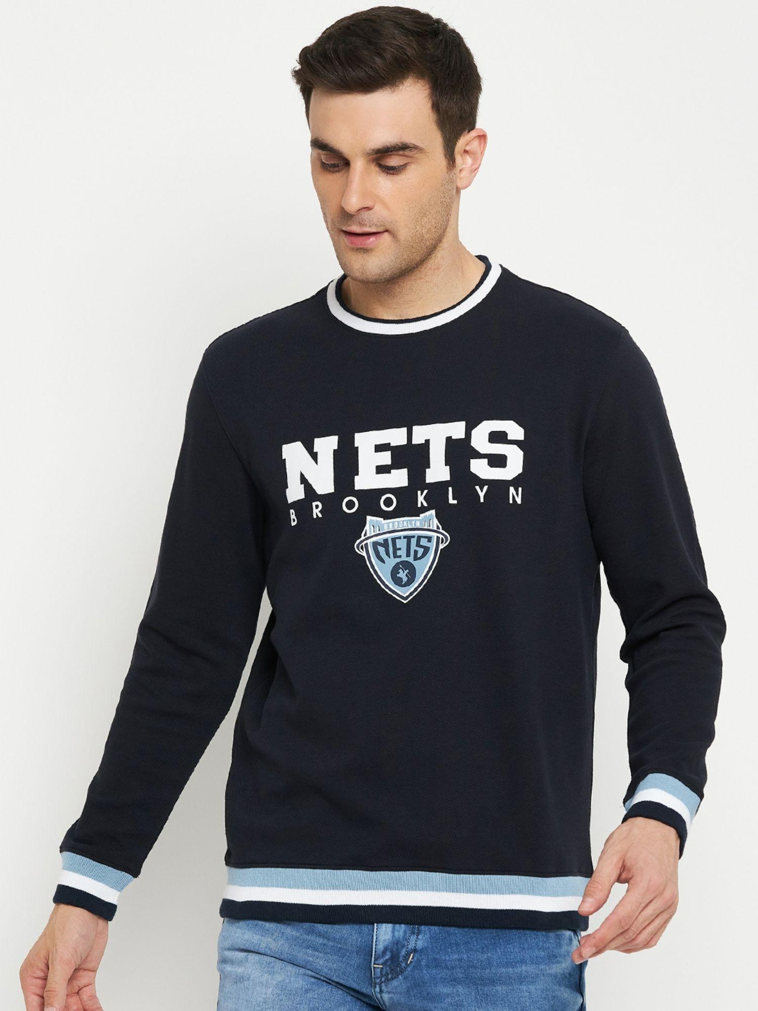 men navy blue casual sweatshirt