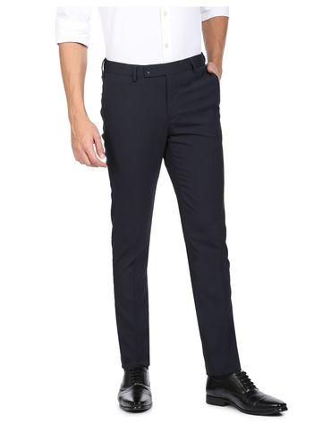 men navy blue hudson tailored fit auto flex formal trouser