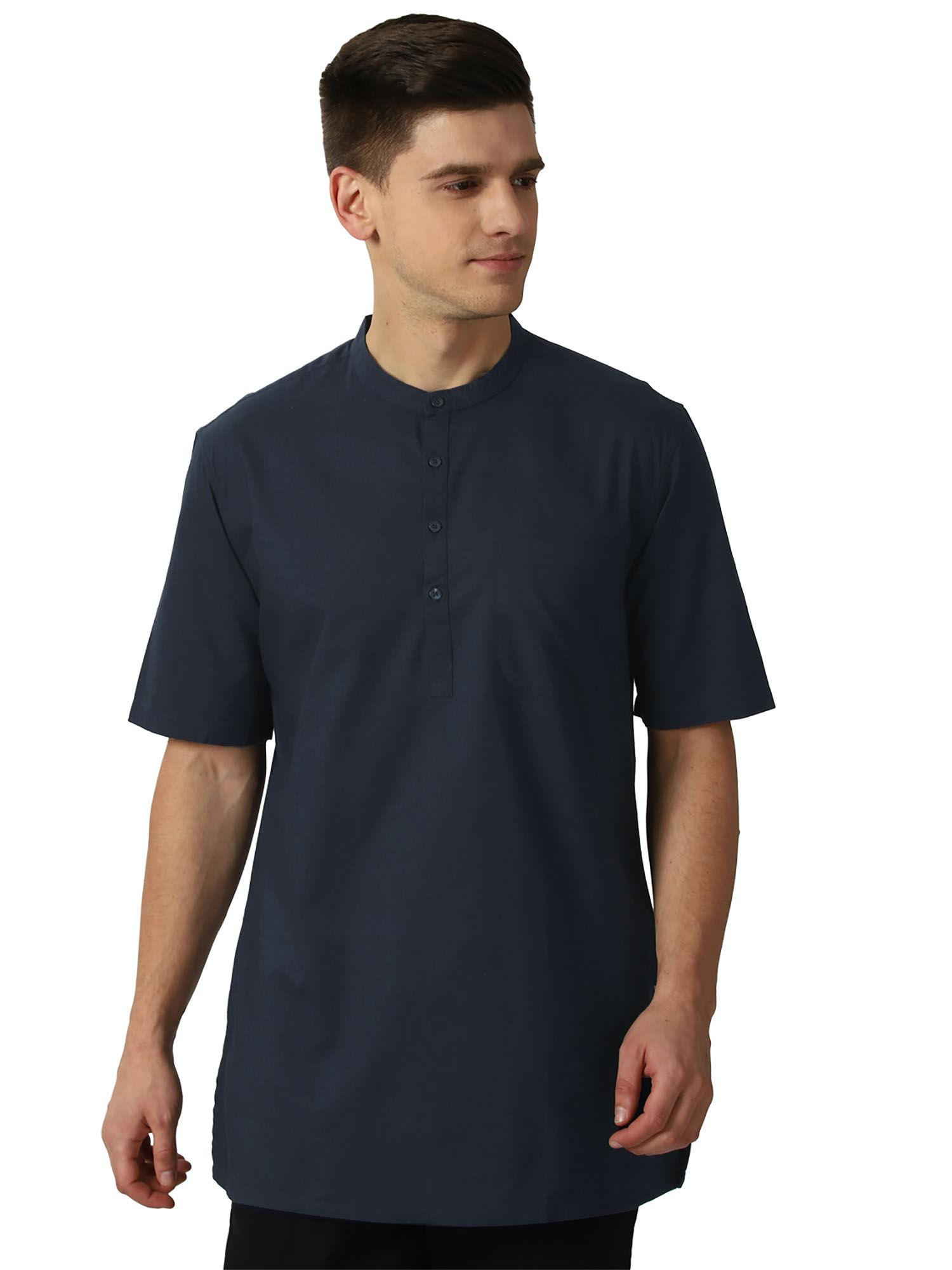 men navy blue kurta