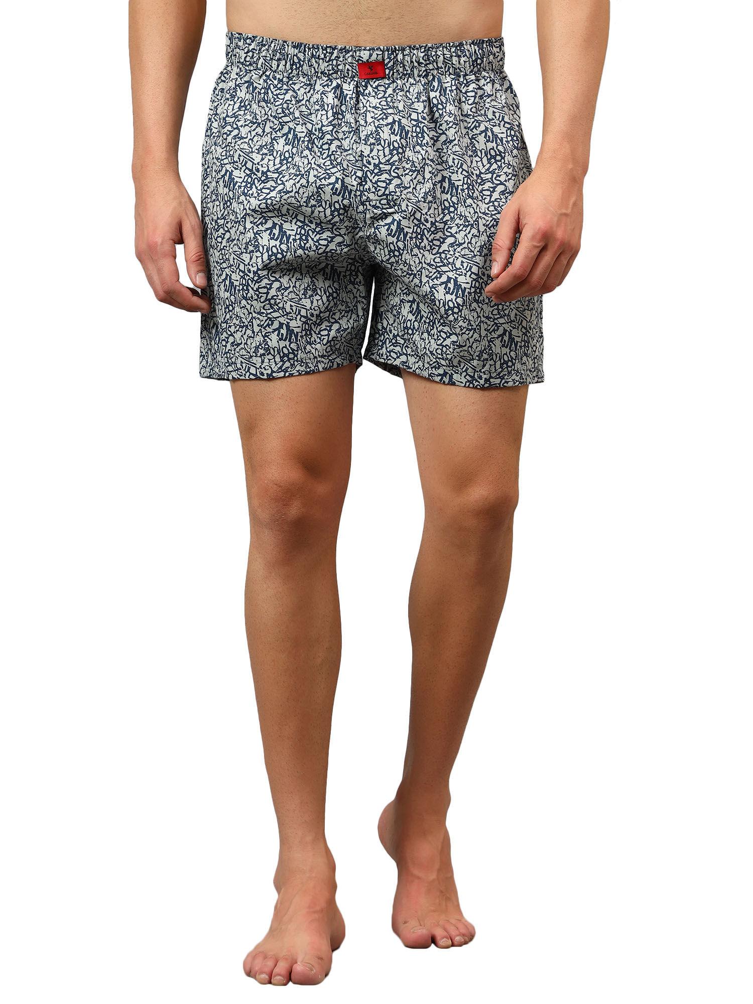 men navy blue printed boxer