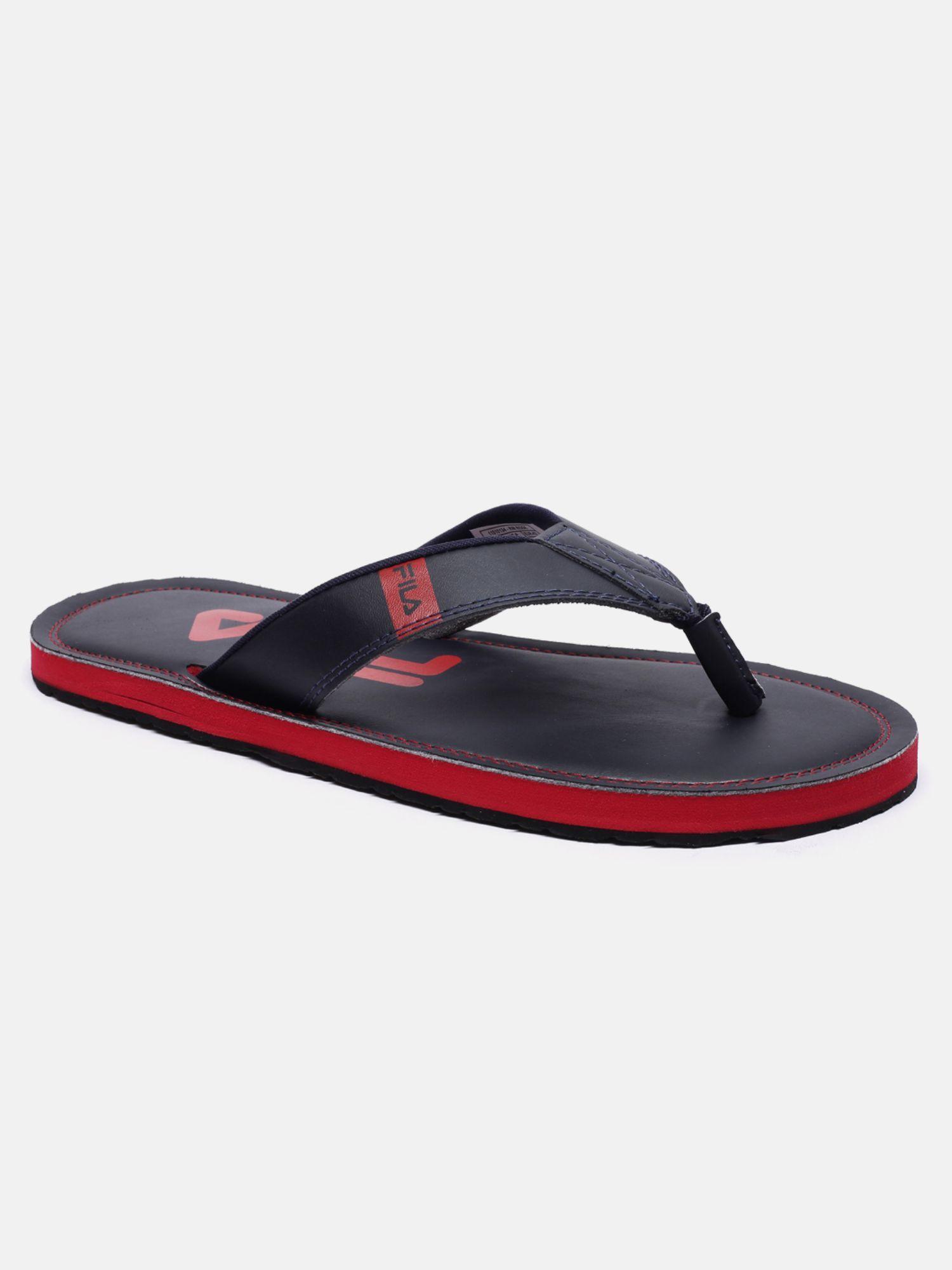 men navy blue rim ridge flipflops