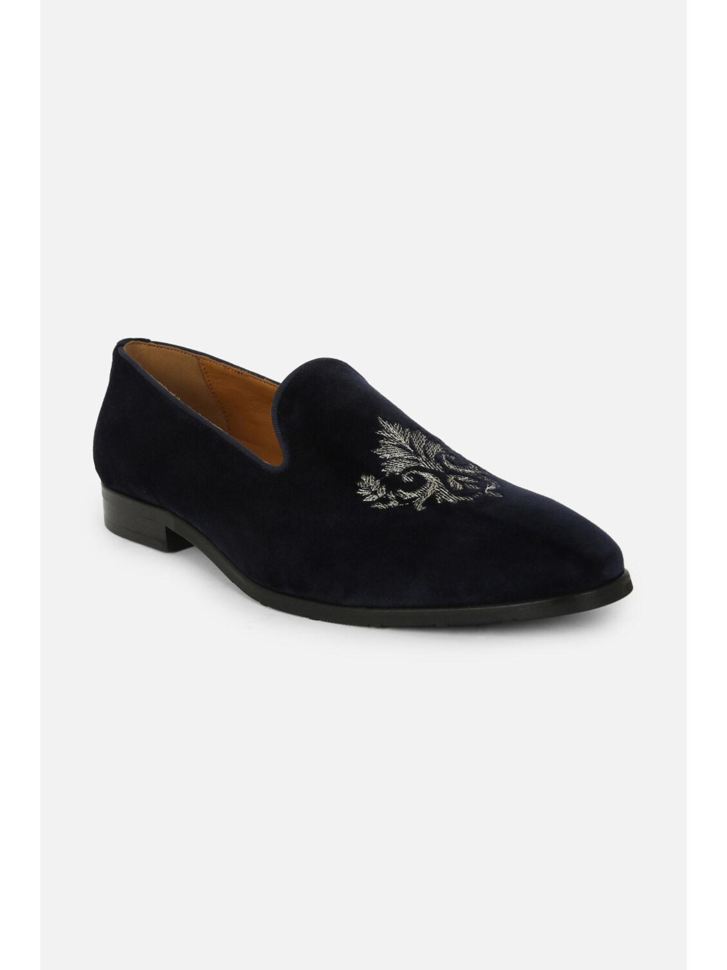 men navy blue slip ons loafers