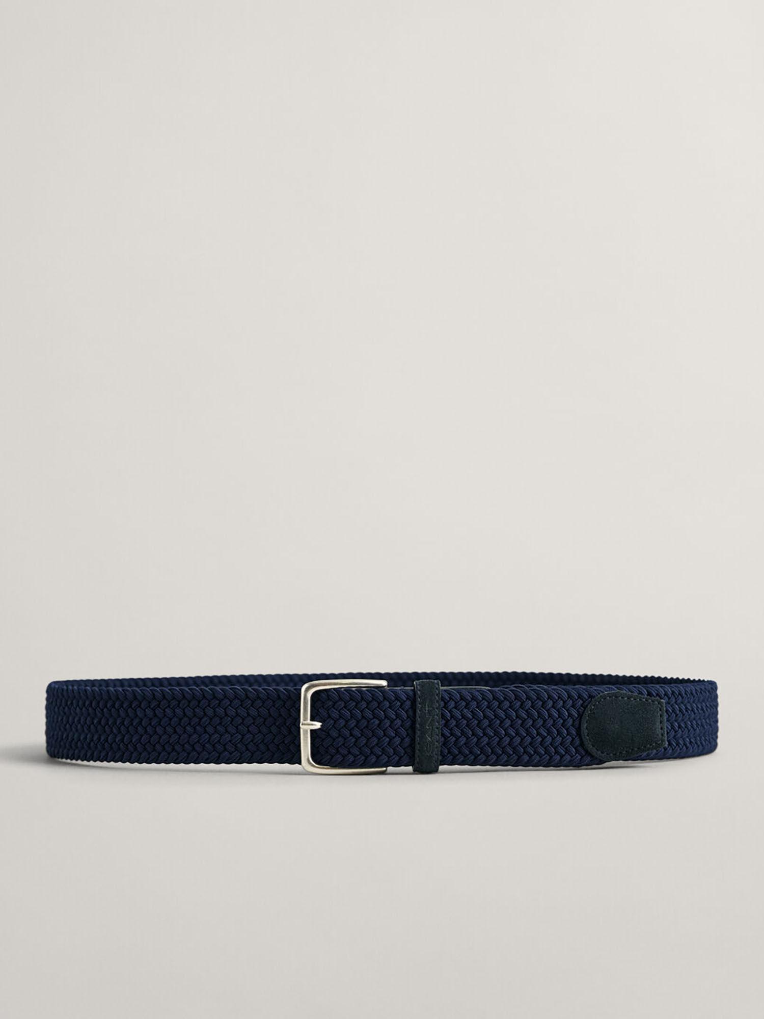men navy blue textured belt