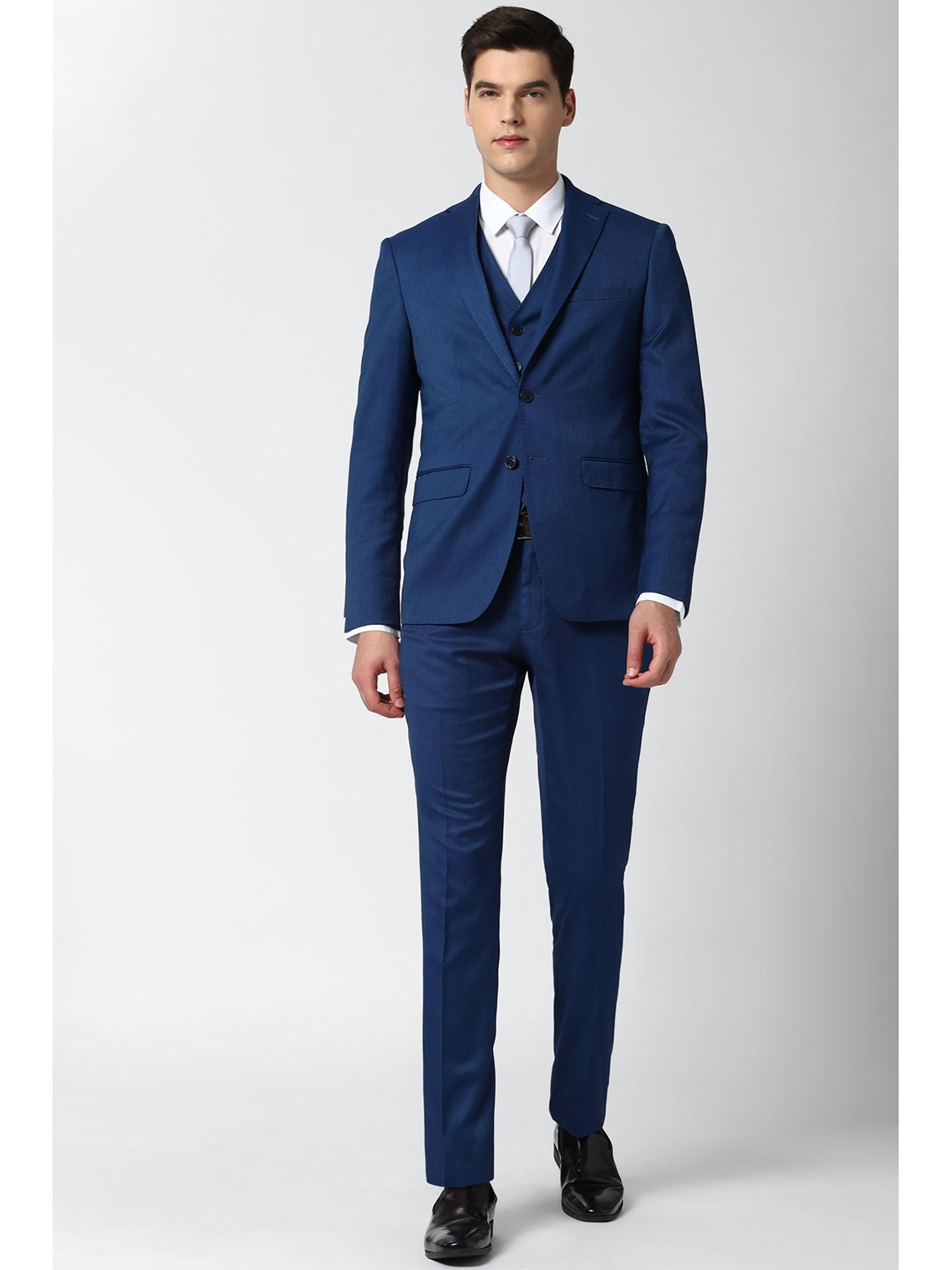 men navy blue three piece suit