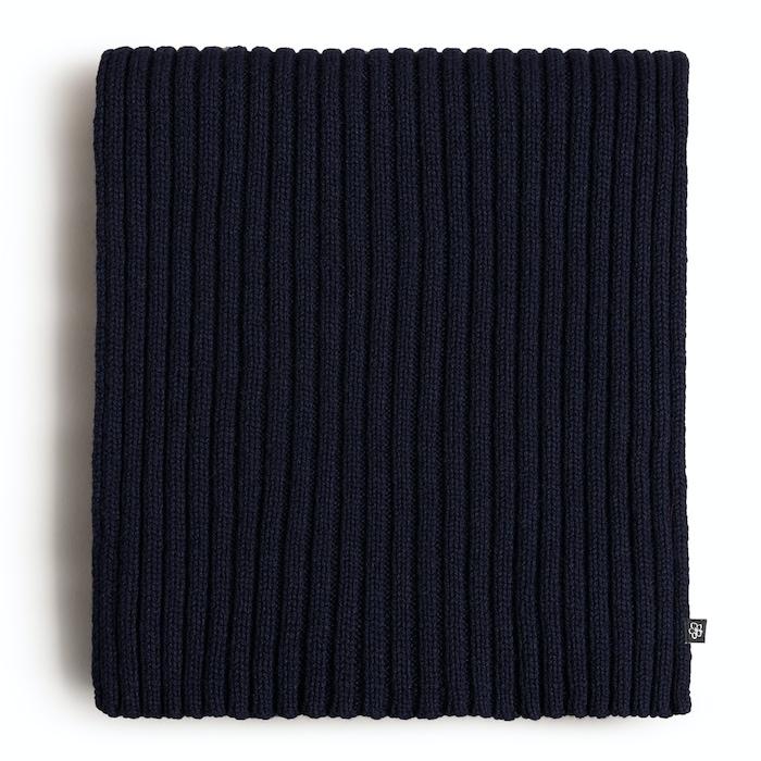 men navy cashmere blend ribbed knit scarf