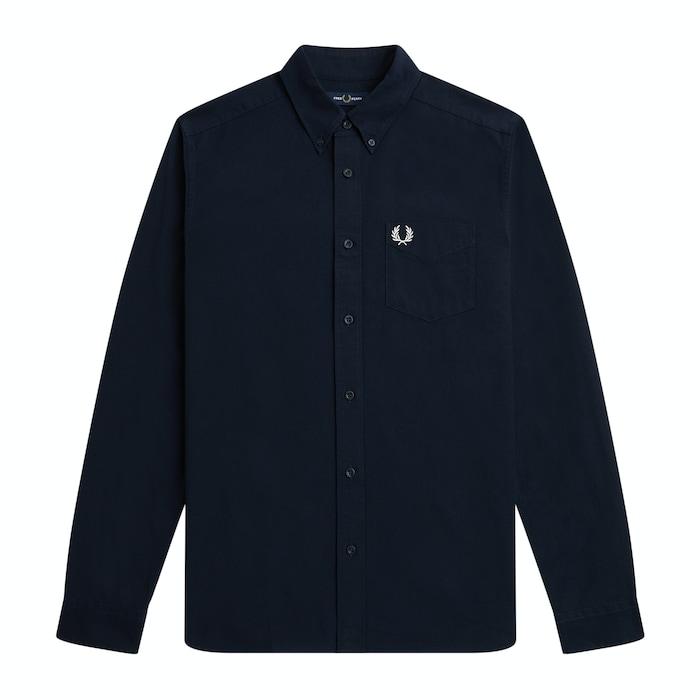 men navy chest pocket logo shirt