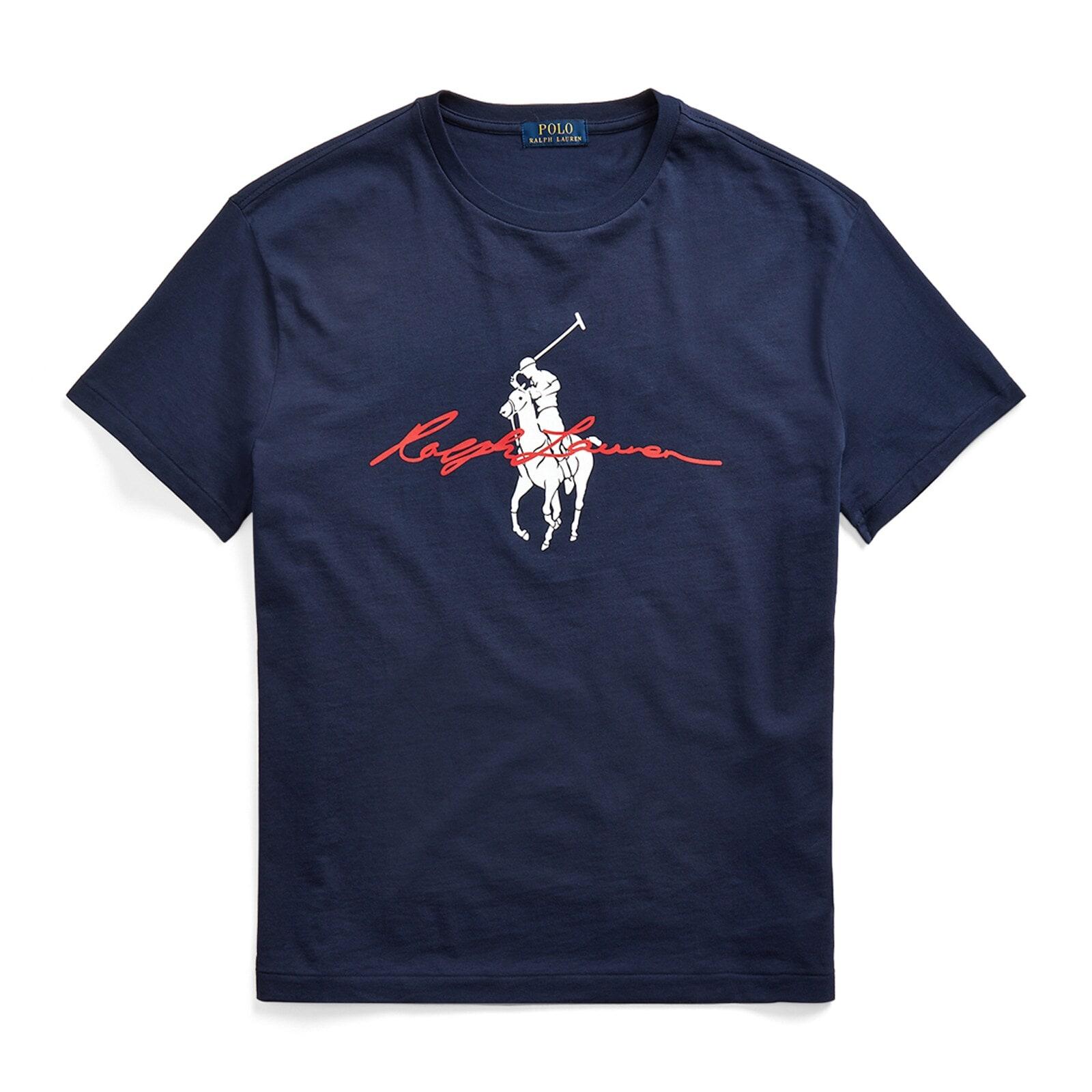 men navy classic fit big pony logo jersey t-shirt