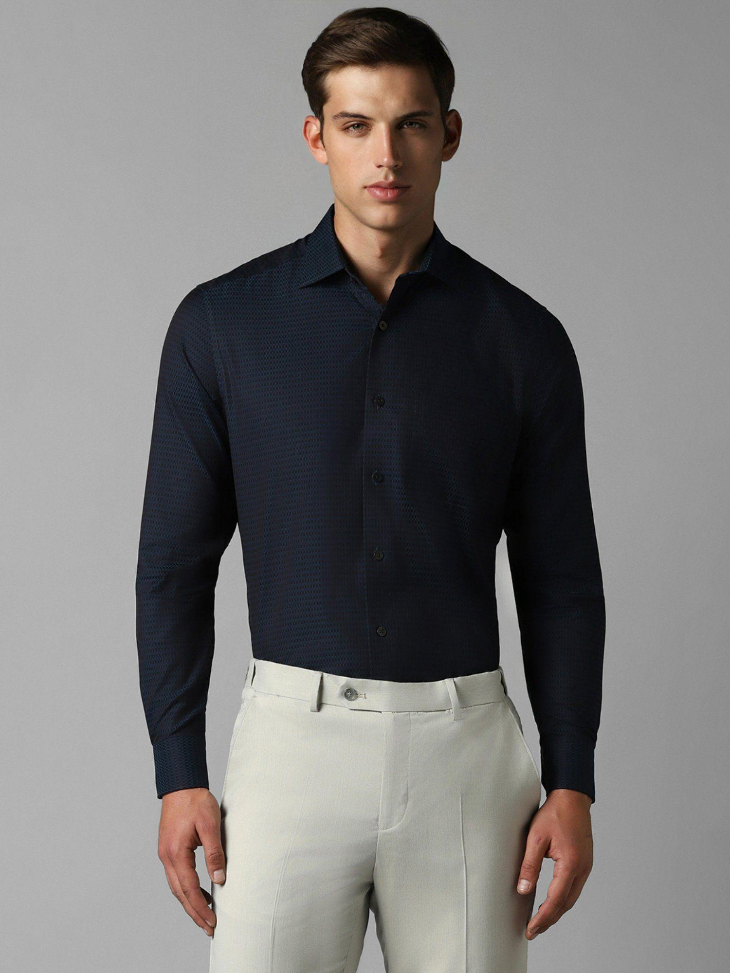 men navy classic fit check full sleeves formal shirt