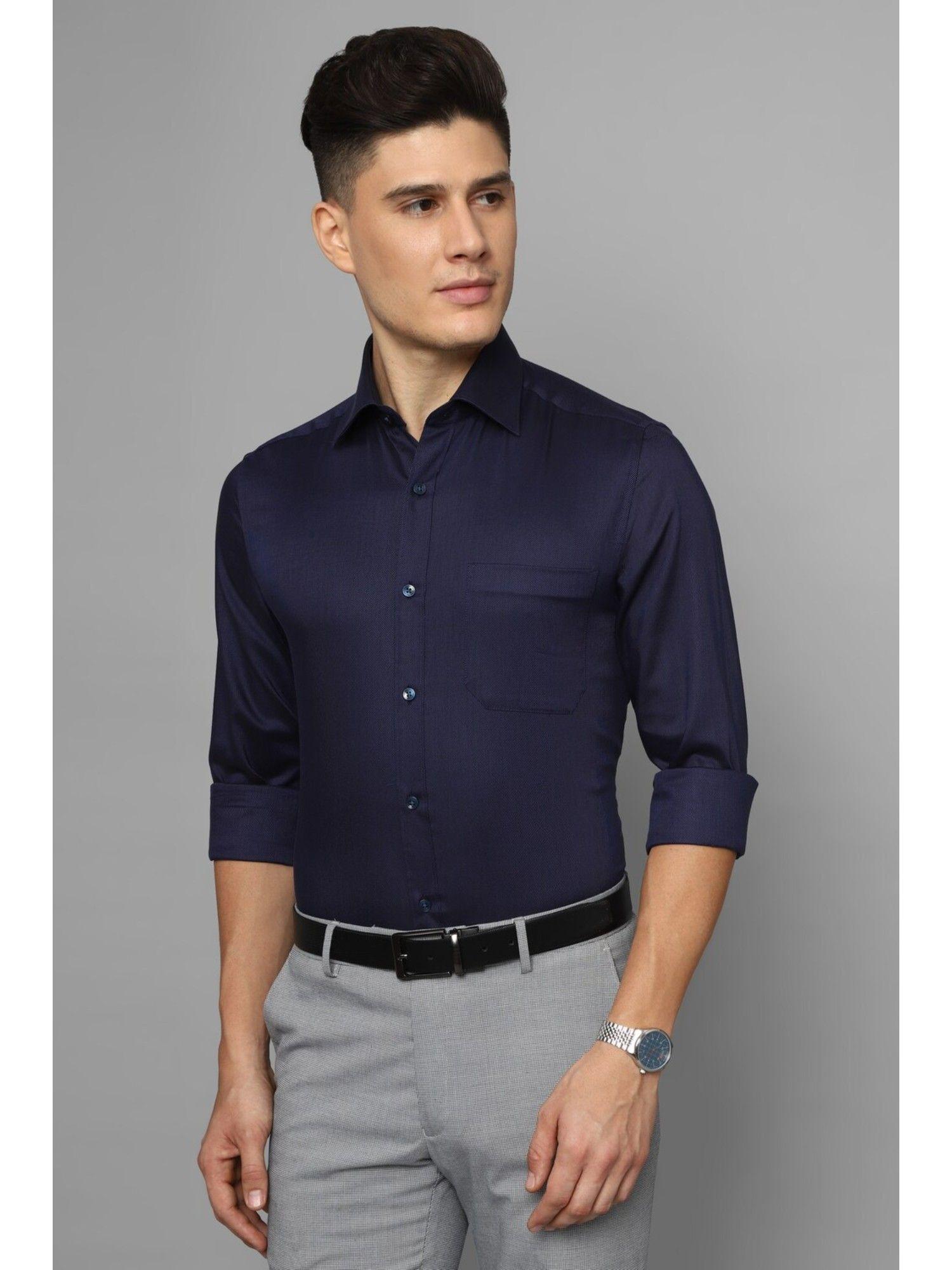 men navy classic fit solid full sleeves formal shirt