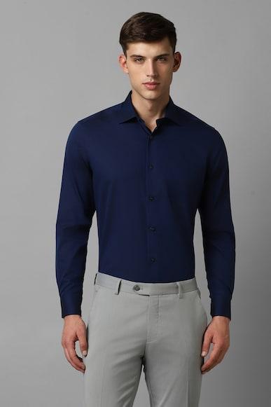 men navy classic fit solid full sleeves formal shirt
