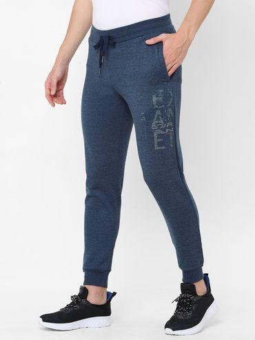 men navy cotton solid joggers