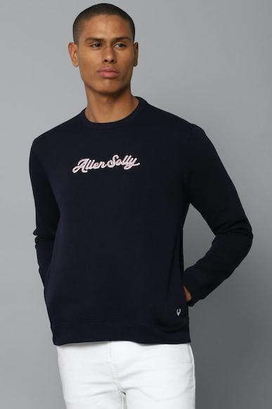 men navy crew neck full sleeves casual sweatshirt