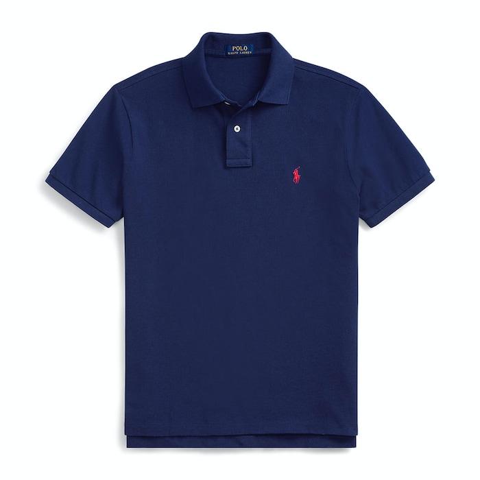 men navy custom slim fit mesh polo