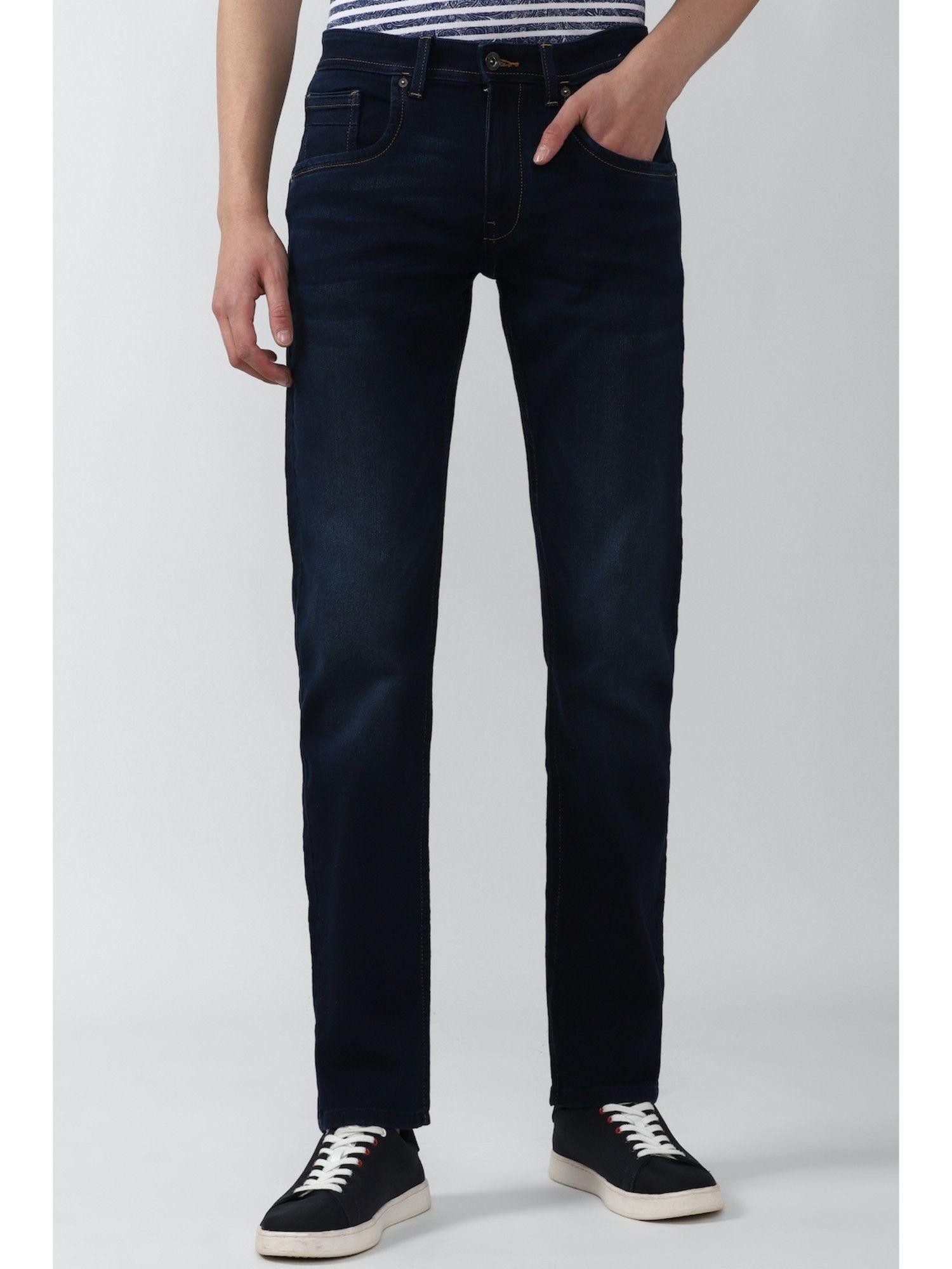 men navy dark wash slim fit jeans