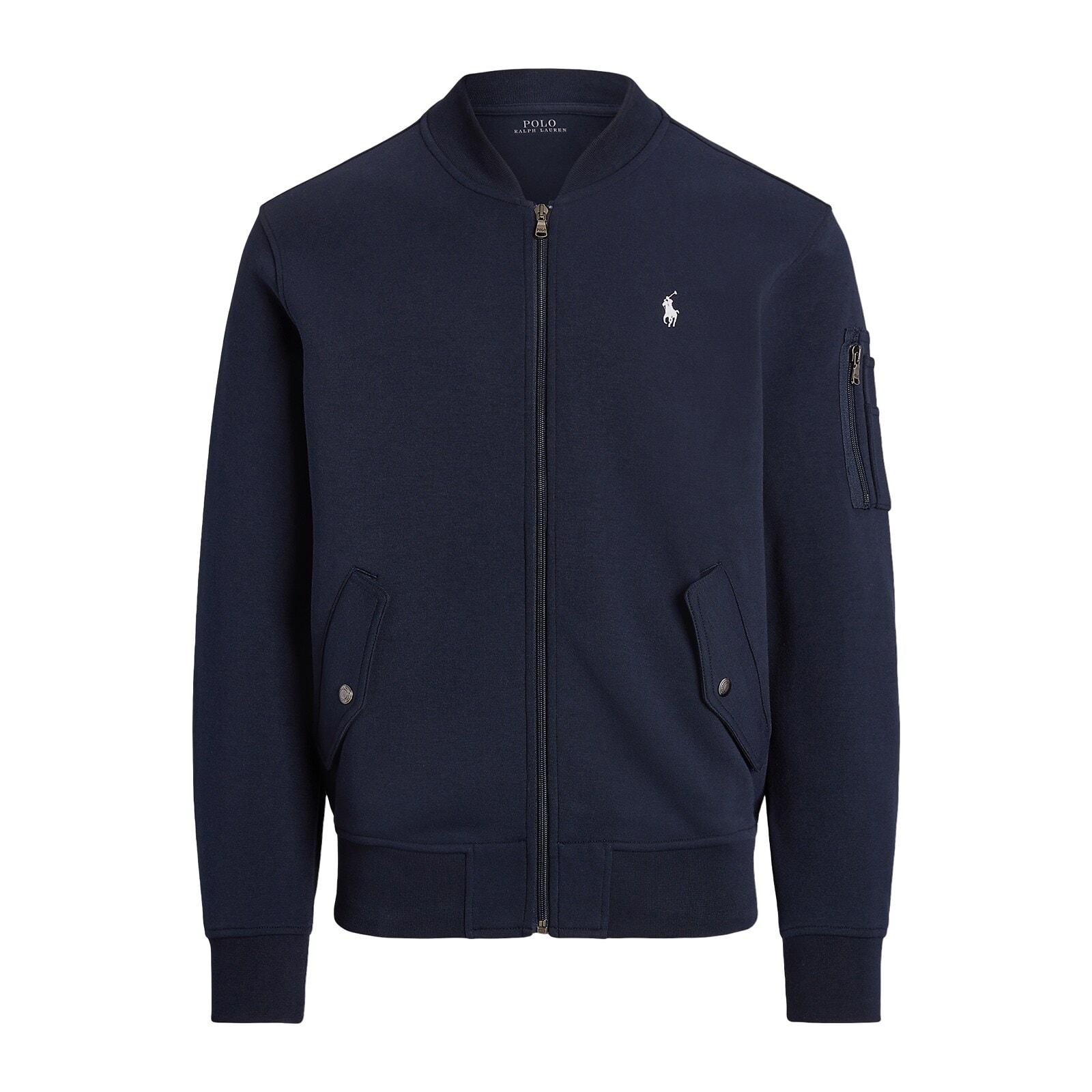 men navy double-knit bomber jacket