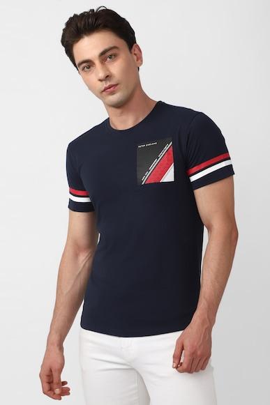 men navy graphic print crew neck graphic t-shirts